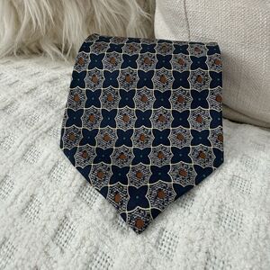 Vintage Oscar dela Renta Couture Collection Tie Necktie Designer 100% Silk Blue